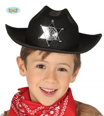 G13563 SOMBRERO SHERIFF NEGRO INFANTIL