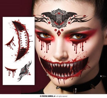 G15724 TATUAJE CARA  VAMPIRO 30X13 CMS