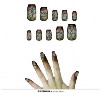 G15869 10 UÑAS ZOMBIE CON GLUE