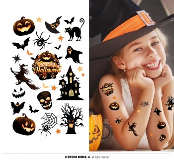 G15924 TATUAJES INFANTILES HALLOWEEN NEGROS