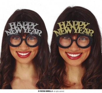 G18851 GAFAS \cHAPPY NEW YEAR\c PLATA Y ORO SURT.