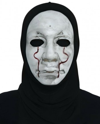 G20115 MASCARA  ASESINO CON LAGRIMAS DE SANGRE CON CAPUCHA  PVC