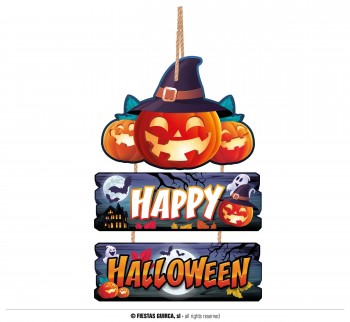 G26887 CARTEL MADERA HAPPY HALLOWEEN 36X23 CMS