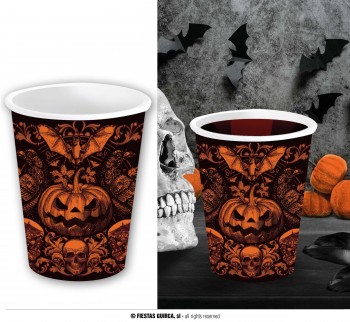 G26924 BOLSA 6 VASOS CALABAZA  GOTICA 240 ML 9 CMS