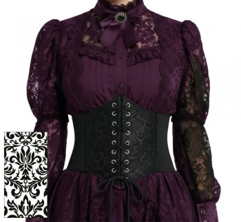 G29615 CORSET ESTAMPADO NEGRO BRILLANTE