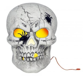 G29752 CALAVERA  CON ARAÑAS CON LUZ 35 CMS PVC