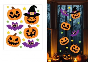 G29933 DECORACION GEL CALABAZAS Y MURCIELAGOS 40X50 CMS