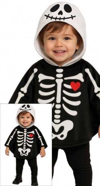 G76236 18-24 M PONCHO CON CAPUCHA ESQUELETO