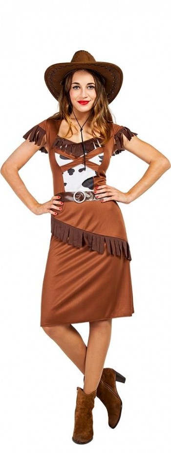 K2793 T-M/L VAQUERA  CON FALDA MARRON COWGIRL