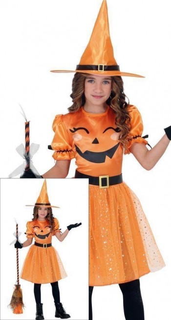 DISFRAZ DE BRUJA CALABAZA INFANTIL
