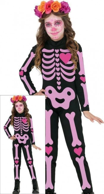 DISFRAZ SKELETON ROSA INFANTIL